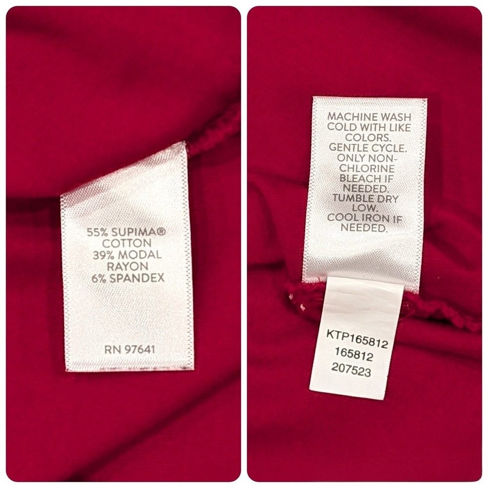 J.Jill Luxe Supima Ballet-Sleeve Tunic Size LP Cotton Blend Red Relaxed Capsule - Picture 9 of 9